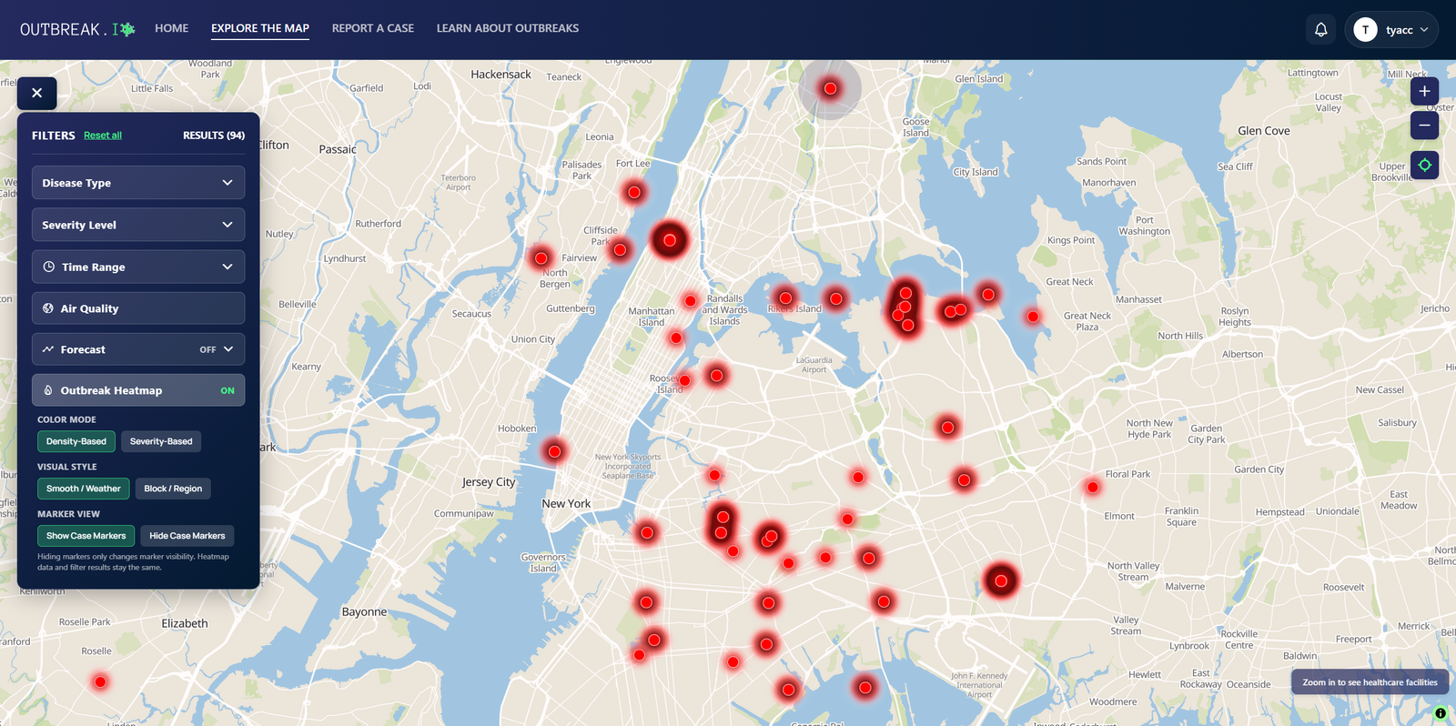 Map heatmap / forecast layers visual